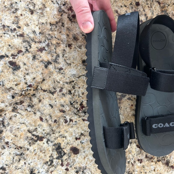 NIB Mens Coach Black Sandals Size 10 - Picture 5 of 8